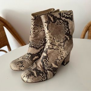 Free People Cecile Snakeskin Bootie Size 38